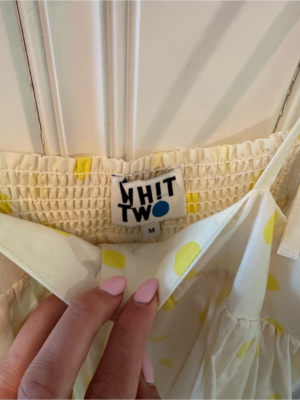 Whit Two Cream Dress With Yellow Polka Dots View 2